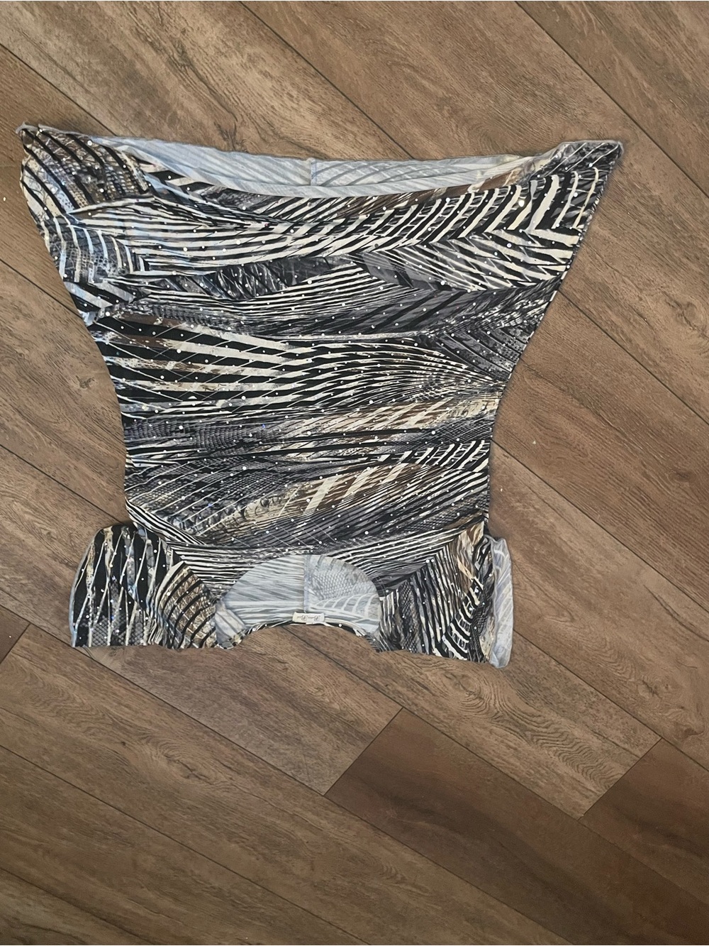 Eberjey Black Gray Cream Patterned Strapless Top